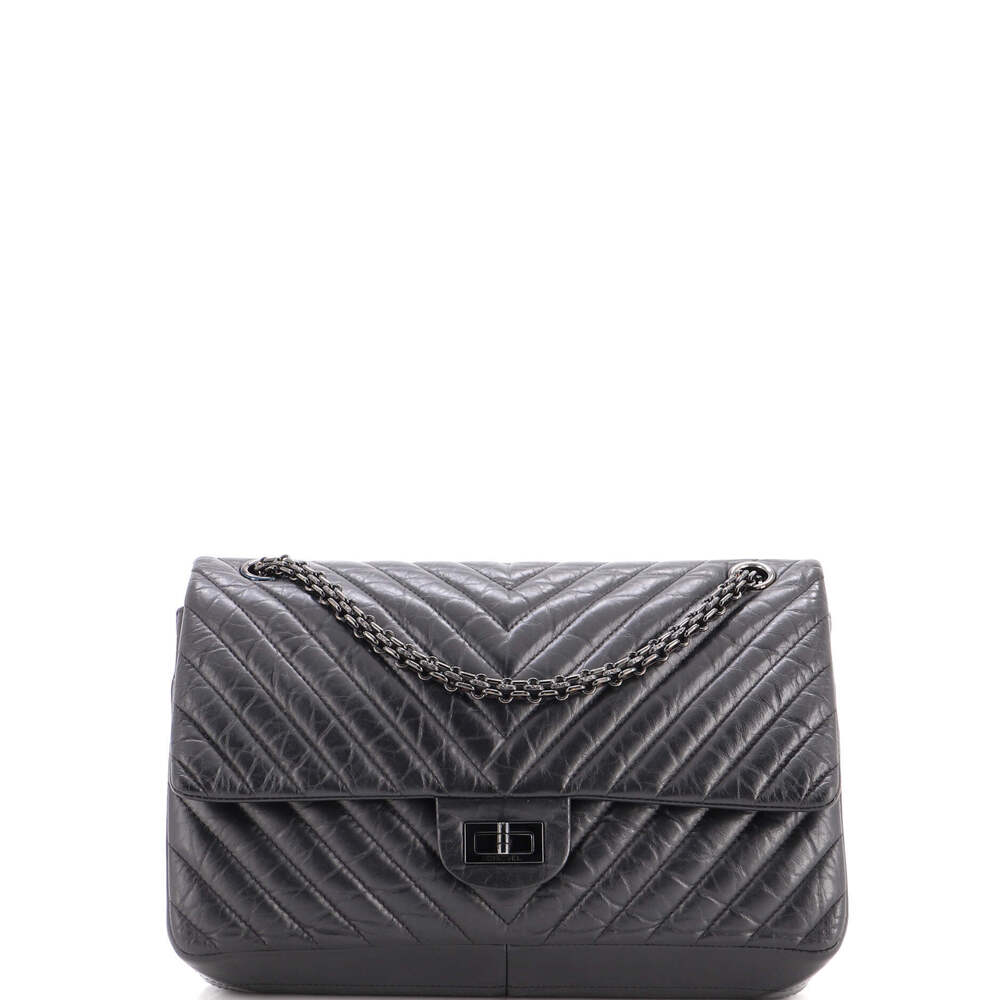 Chanel 226 So Black Reissue 2.55 Flap Bag Chevron Aged Calfskin